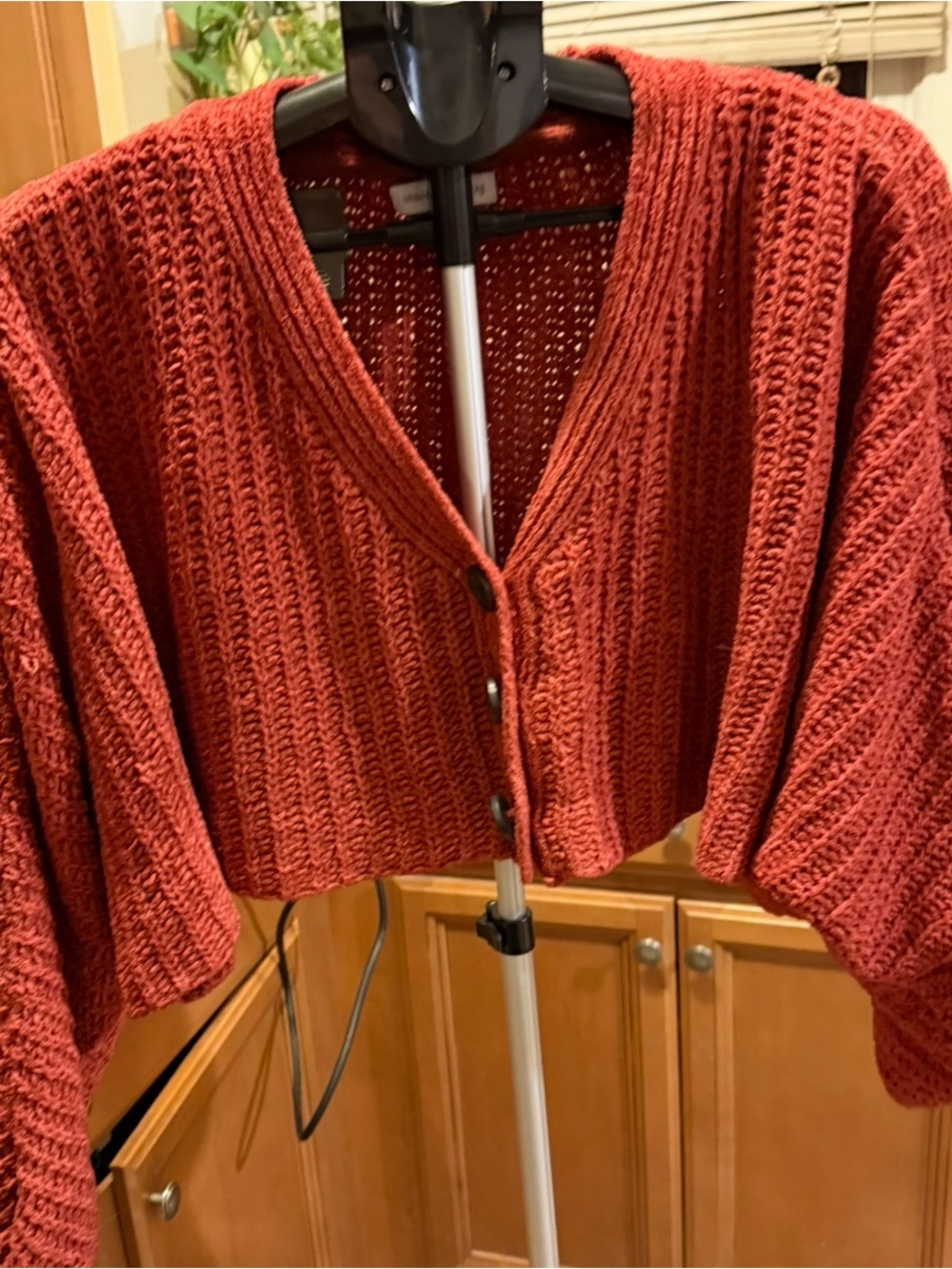Urban Outfitters Rust Cropped Knit Cardigan size S Summer night Fall cottage